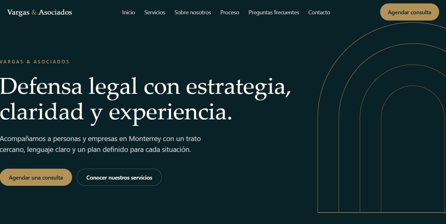 Vista previa del sitio web de ejemplo para un despacho de abogados